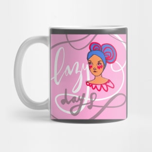 Lazy Days: Relaxing Sunday Girl Portrait Drawing Mug